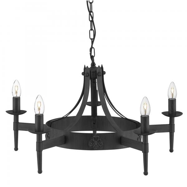 Photo CARTWHEEL II - 5LT CEILING, WROUGHT IRON | Ref : 2425-5BK