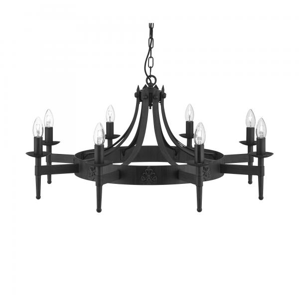 Photo CARTWHEEL II - 8LT CEILING, WROUGHT IRON | Ref : 2428-8BK
