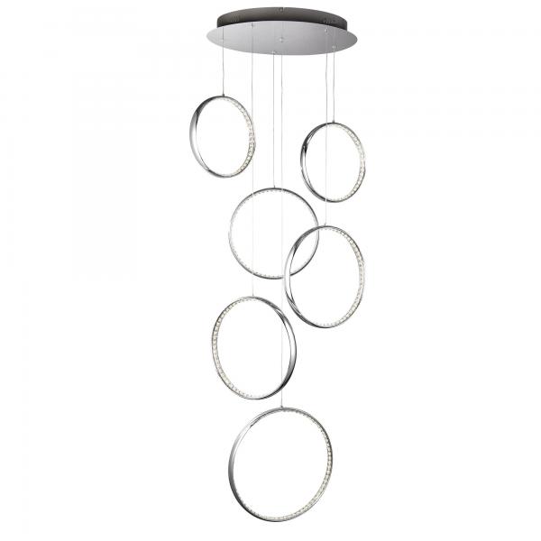 Photo RINGS 6 LED CEILING MULTI-DROP, CHROME, | Ref : 3166-6CC