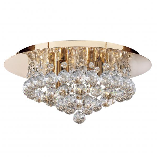 Photo HANNA 4LT dore ROUND Plafonnier CL XTAL | Ref : 3404-4GO