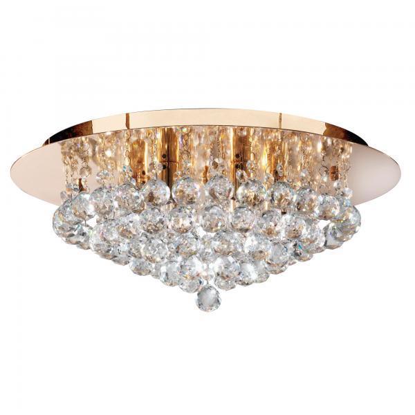 Photo HANNA 6LT dore ROUND Plafonnier CL XTAL | Ref : 3406-6GO