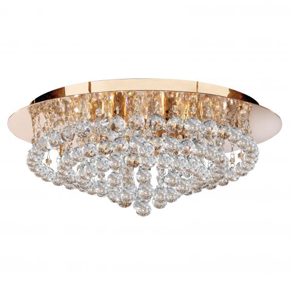 Photo HANNA 8LT dore ROUND Plafonnier CL XTAL | Ref : 3408-8GO