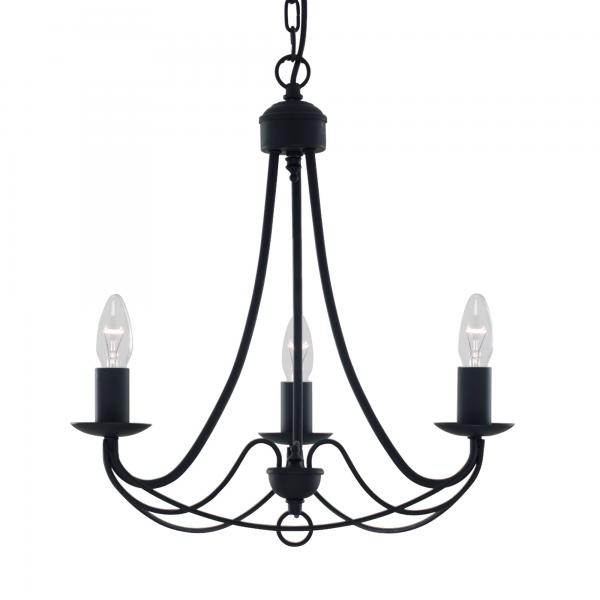 Photo MAYPOLE 3LT Noir Mat W/IRON FITTING | Ref : 6343-3BK