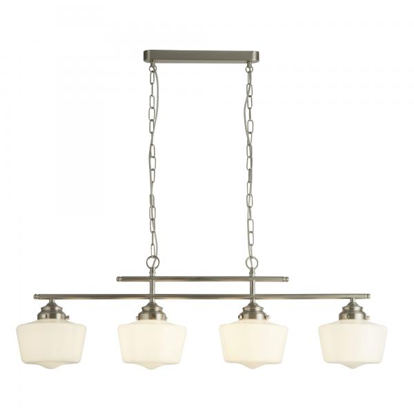 Photo SCHOOL HOUSE 4LT Suspension, SATIN Argen | Ref : 8084-4SS