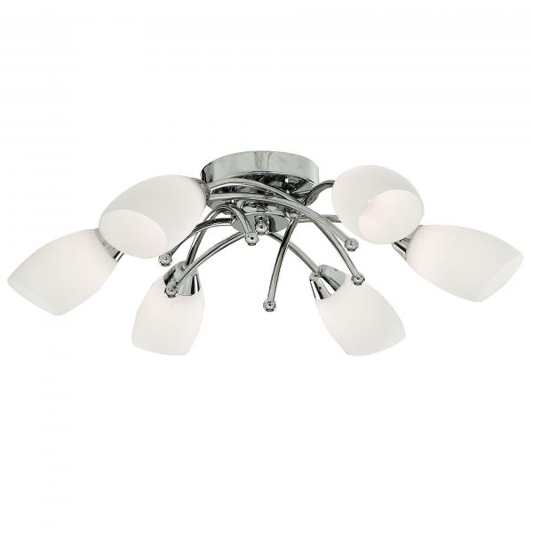 Photo OPERA 6LT CHROME Plafonnier AVEC VERRE O | Ref : 8186-6CC