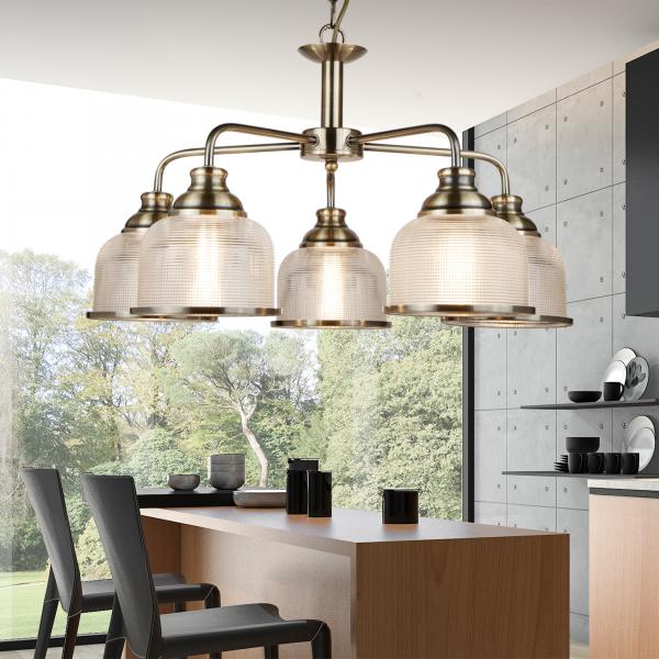 Vignette 2 produit BISTRO II - 5LT CEILING, Laiton antique, | Ref : 1685-5AB