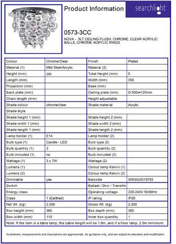 Vignette 3 produit Ref : 0573-3CC | NOVA -  3LT CEILING Plafonnier, CHROME,