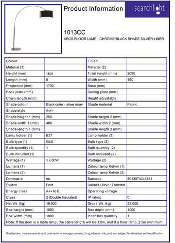Vignette 3 produit Ref : 1013CC | ARCS FLOOR LAMP - CHROME/BLACK SHADE SIL