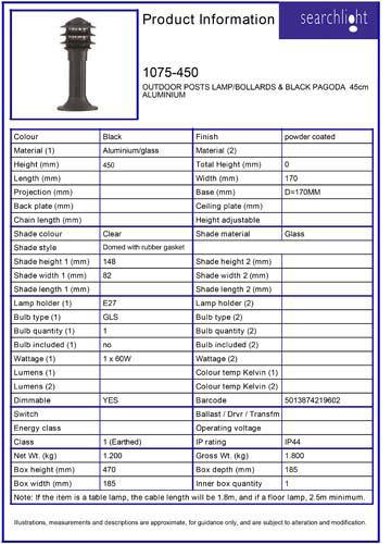 Vignette 3 produit Ref : 1075-450 | OUTDOOR borneS LAMP/BorneS & NOIR PAGODA