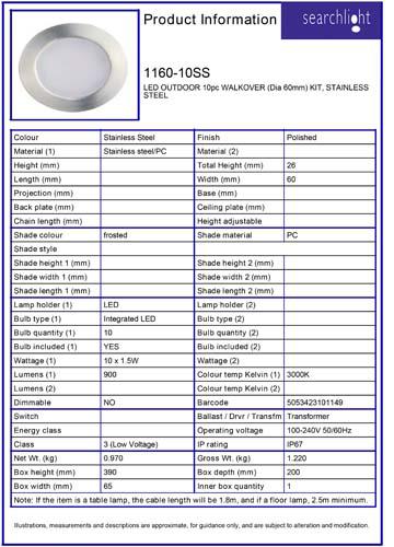 Vignette 3 produit Ref : 1160-10SS | LED OUTDOOR 10pc WALKOVER (Dia 60mm) KIT