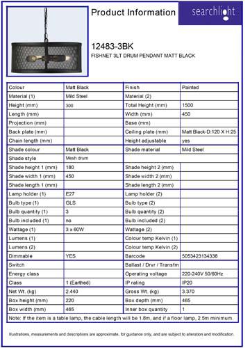 Vignette 3 produit Ref : 12483-3BK | FISHNET 3LT DRUM Suspension Noir Mat