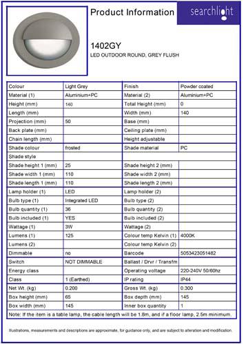 Vignette 3 produit Ref : 1402GY | EXTERIEUR LED ROUND, Gris Plafonnier