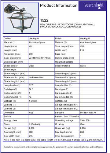 Vignette 3 produit Ref : 1522 | NEW ORLEANS - 1LT OUTDOOR (DOWNLIGHT) AP