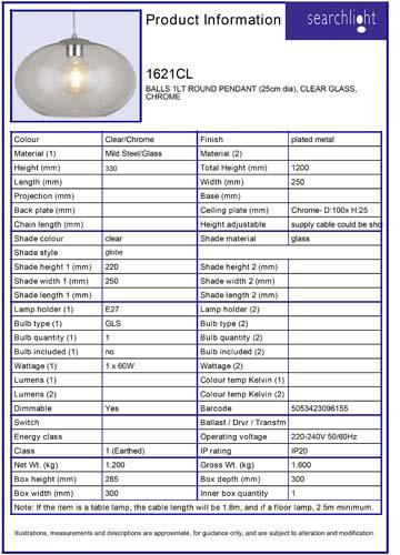 Vignette 3 produit Ref : 1621CL | BALLS 1LT ROUND Suspension (25cm dia), v