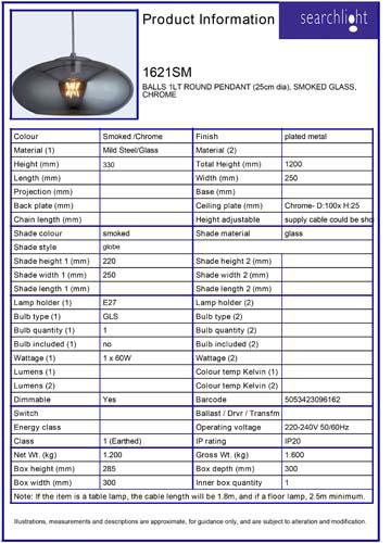 Vignette 3 produit Ref : 1621SM | BALLS 1LT ROUND Suspension (25cm dia), v