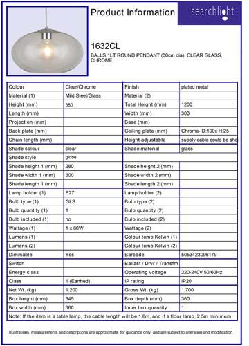 Vignette 3 produit Ref : 1632CL | BALLS 1LT ROUND Suspension (30cm dia), v