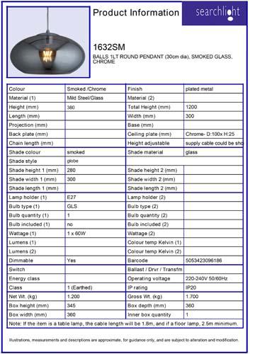 Vignette 3 produit Ref : 1632SM | BALLS 1LT ROUND Suspension (30cm dia), v