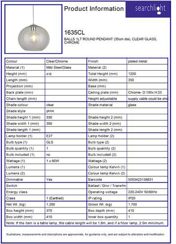 Vignette 3 produit Ref : 1635CL | BALLS 1LT ROUND Suspension (35cm dia), v