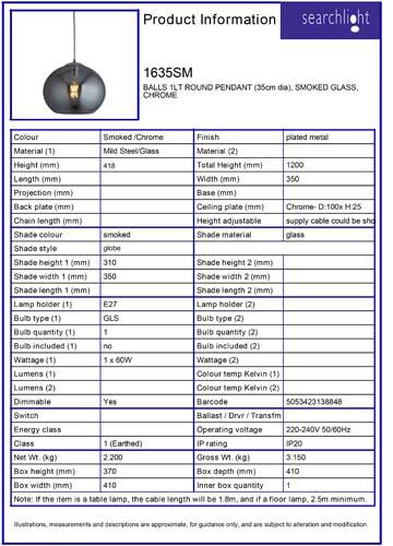 Vignette 3 produit Ref : 1635SM | BALLS 1LT ROUND Suspension (35cm dia), v