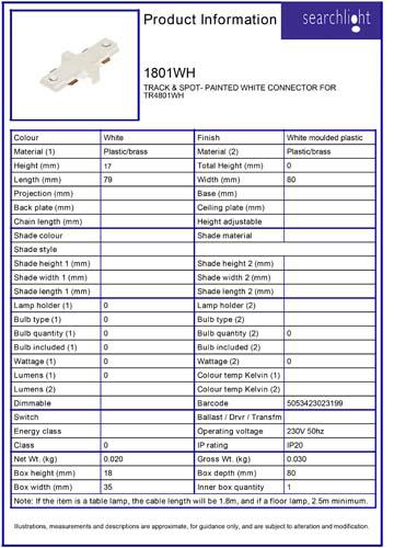 Vignette 3 produit Ref : 1801WH | TRACK & SPOT- PAINTED Blanc CONNECTOR FO