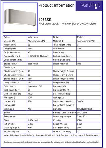 Vignette 3 produit Ref : 1953SS | MATCH BOX. Applique LED 2LT 10W SATIN Ar