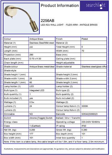 Vignette 3 produit Ref : 2256AB | FLEXY WALL LED ADJ Applique  - FLEXI ARM