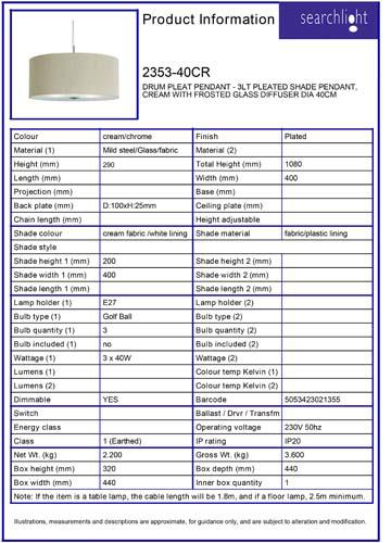Vignette 3 produit Ref : 2353-40CR | DRUM PLEAT Suspension - 3LT PLEATED SHAD