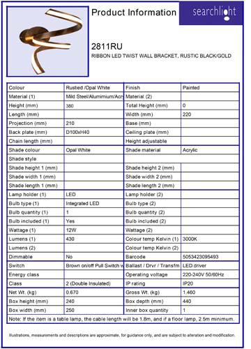 Vignette 3 produit Ref : 2811RU | RIBBON LED TWIST APPLIQUE SUPPORT MURALE