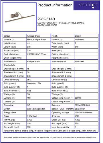 Vignette 3 produit Ref : 2982-81AB | BARCELONA LED PICTURE LIGHT - 81xLED, La