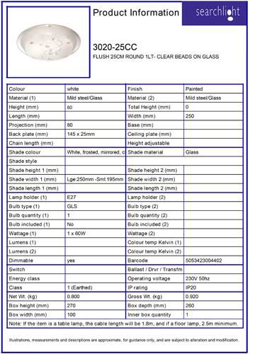 Vignette 3 produit Ref : 3020-25CC | Plafonnier 25CM ROUND 1LT- Claire BEADS