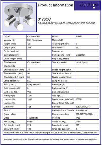 Vignette 3 produit Ref : 3173CC | ROLLO (DIM) 3LT CYLINDER HEAD SPOT PLATE