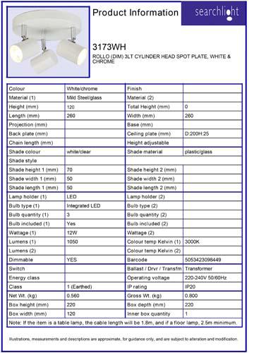 Vignette 3 produit Ref : 3173WH | ROLLO (DIM) 3LT CYLINDER HEAD SPOT PLATE
