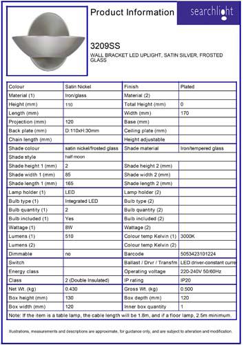 Vignette 3 produit Ref : 3209SS | SARDINA APPLIQUE SUPPORT MURALE LED UPLI