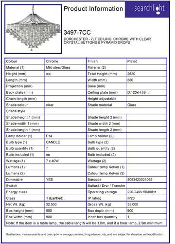 Vignette 3 produit Ref : 3497-7CC | DORCHESTER - 7LT CEILING, CHROME AVEC Cr