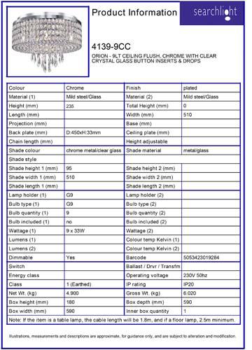 Vignette 3 produit Ref : 4139-9CC | ORION - 9LT CEILING Plafonnier, CHROME A