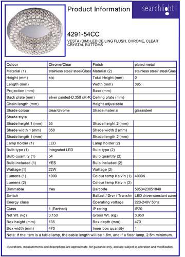 Vignette 3 produit Ref : 4291-54CC | VESTA (DIM) LED CEILING Plafonnier, CHRO