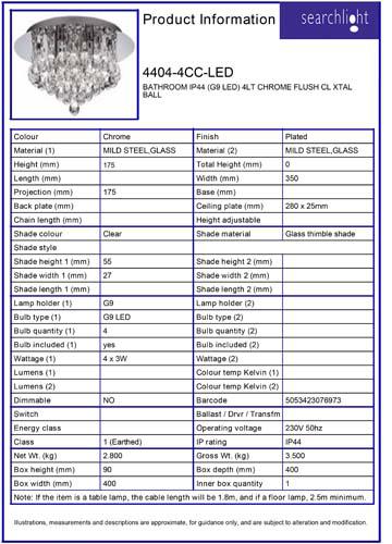 Vignette 3 produit Ref : 4404-4CC-LED | HANNA II BATHROOM IP44 (G9 LED) 4LT CHRO
