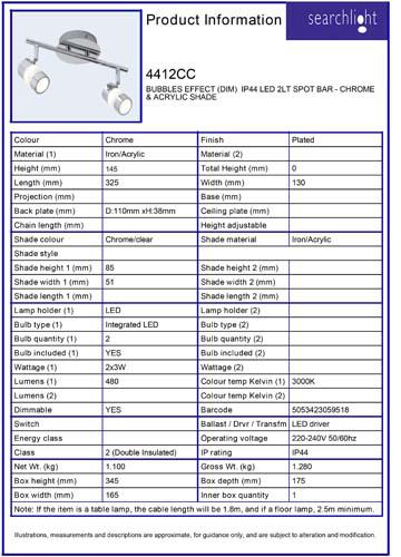 Vignette 3 produit Ref : 4412CC | BUBBLES EFFECT (DIM)  IP44 LED 2LT SPOT