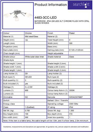 Vignette 3 produit Ref : 4483-3CC-LED | BATHROOM - IP44 (G9 LED) 3LT CHROME FLUS