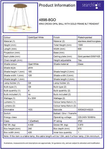 Vignette 3 produit Ref : 4898-8GO | KRIS CROSS OPAL BALL AVEC dore FRAME 8LT