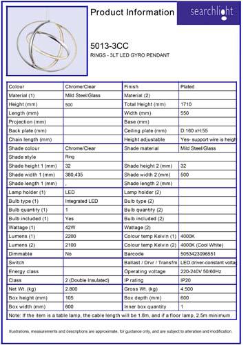 Vignette 3 produit Ref : 5013-3CC | RINGS - 3LT LED GYRO Suspension