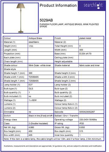 Vignette 3 produit Ref : 5029AB | FLEMISH FLOOR LAMP, ANTIQUE BRASS, MINK
