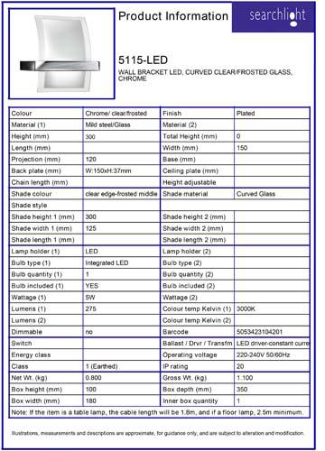 Vignette 3 produit Ref : 5115-LED | APPLIQUE SUPPORT MURALE LED, CURVED Clai