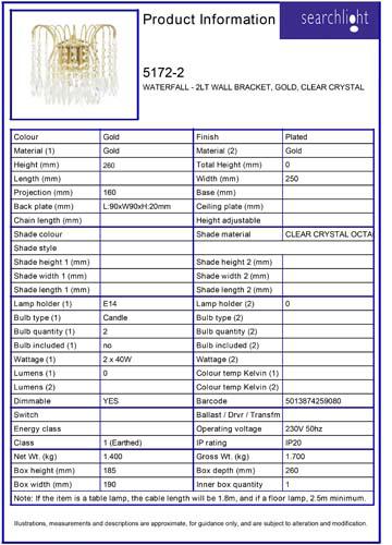 Vignette 3 produit Ref : 5172-2 | WATERFALL - 2LT APPLIQUE SUPPORT MURALE,