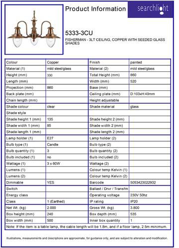 Vignette 3 produit Ref : 5333-3CU | FISHERMAN - 3LT CEILING, COPPER WITH SEE