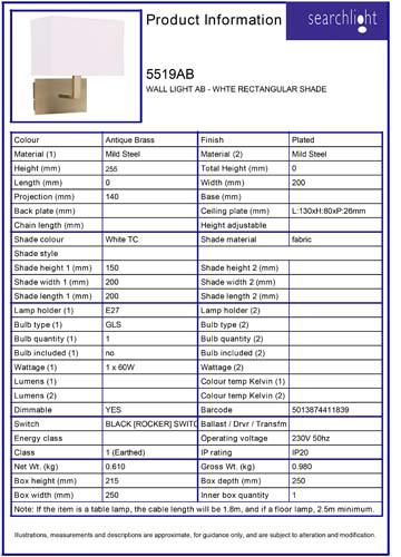 Vignette 3 produit Ref : 5519AB | HOTEL Applique AB - WHTE RECTANGULAR SHA