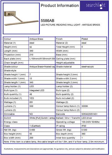 Vignette 3 produit Ref : 5586AB | CADIZ LED PICTURE /READING Applique - La