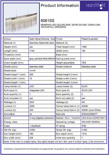Vignette 3 produit Ref : 6061SS | MEMPHIS LED CEILING BAR, SATIN Argent, C