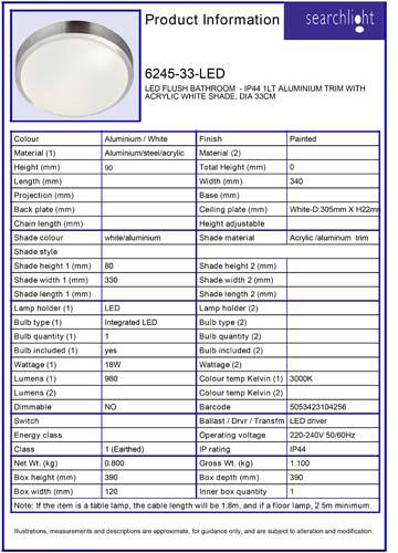 Vignette 3 produit Ref : 6245-33-LED | ZURICH LED Plafonnier BATHROOM  - IP44 1