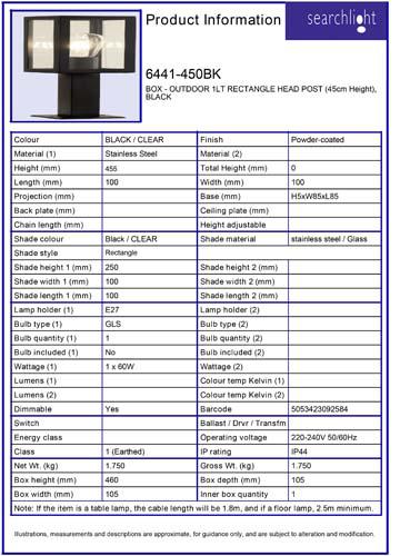 Vignette 3 produit Ref : 6441-450BK | BOX - OUTDOOR 1LT RECTANGLE HEAD borne (